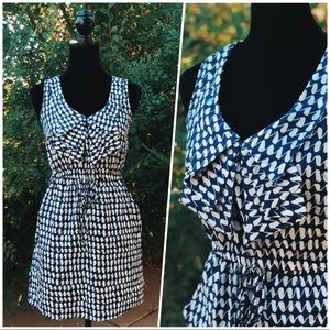 👗White/Blue Print Bow Detail Sleeveless Dress👗